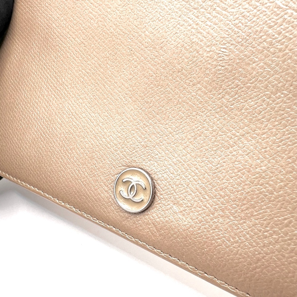 Authentic CHANEL CC Champagne Beige Leather Bifold Long Wallet - Picture 3 of 13